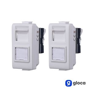 Connecteur réseau RJ45 Gloca à montage sur panneau, connecteur Ethernet en plastique à 2 ports, compatible avec la série Matix - Product Image 3
