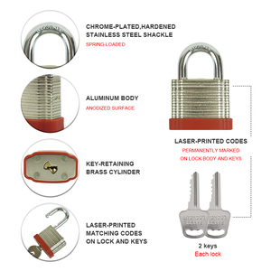Candado de Seguridad de Acero Inoxidable de Alta Calidad, con Diseño de Rayas y Color Sólido, con Múltiples Capas de Seguridad, Candado Metálico Simple - Product Image 4