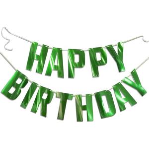 Décoration de fête à thème vert guirlande fournitures signes pour <span class=keywords><strong>anniversaire</strong></span> drôle pépinière décor suspendu 13 pièces bannière <span class=keywords><strong>joyeux</strong></span> <span class=keywords><strong>anniversaire</strong></span> - Product Image 1