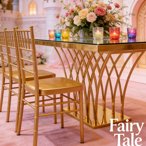 Mesa de Comedor de Lujo para Salón de Hotel, de Vidrio y Acero Inoxidable, para Bodas, Banquetes, Eventos, Fiestas Comerciales - Product Image 2