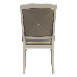 DB Glamorous, acabado plateado, 2 piezas, sillas de comedor de piel sintética con mechones, sillas laterales de madera, botón de cristal tapizado para salas de estar - Product Image 4