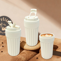 Mug à café en silicone sans BPA de 450 ml avec logo personnalisé, double ouverture, couvercle anti-fuite pour le camping, les pique-niques en plein air