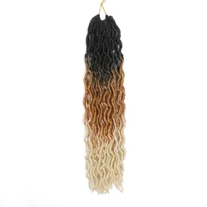 Hot Wholesale Jumbo Braiding Wavy Curly Crochet Braid Hair Goddess Faux Locs Synthetic Gypsy Locs Extension