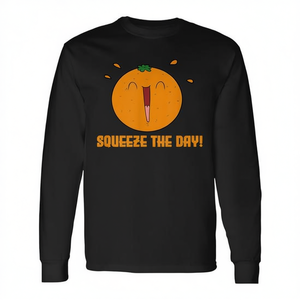 T-shirt a maniche lunghe con citazione Squeeze The Day Orange Quote - Product Image 3