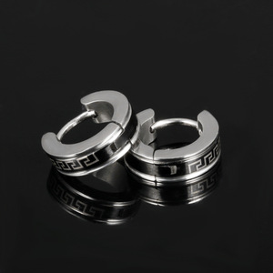 Pendientes de botón de acero inoxidable al por mayor moda minimalista Hip Hop moda mujer geométrica - Product Image 3