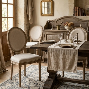 <span class=keywords><strong>Chaise</strong></span> <span class=keywords><strong>de</strong></span> salle à manger <span class=keywords><strong>de</strong></span> style français, dossier ovale, cadre en bois vieilli, tissu, pour mariages, hôtels, restaurants - Product Image 1