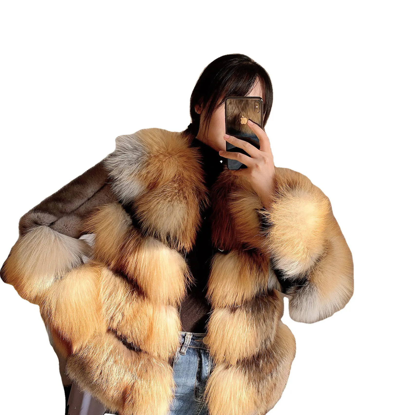 Jtfur 2020 New style winter mink fur coat jacket ladies warm elegant fox fur women coat