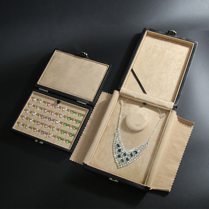 Plateau de présentation de bijoux personnalisé pour colliers, boucles d'oreilles, bagues, plateau de présentation en cuir noir - Product Image 4