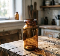 Petit tube à essai en verre brun de 8 ml, forme cylindrique avec bouchon en liège