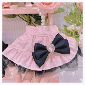 Pet Clothes <b>Bell</b> Sleeve Turtleneck Dress Pink Black Skirt For <b>Dog</b> Cat Princess Style Four Seasons Polyester - Product Image 3