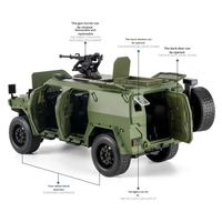 Modèle de véhicule blindé miniature 1:32, camouflage désertique, jouet blindé avec portes ouvrables et mitrailleuse rotative, voiture télécommandée pour enfants