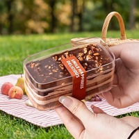 Boîte à gâteau carrée transparente en PET avec couvercle, emballage transparent pour mousse, dessert, pâtisserie, biscuits, cadeau, qualité alimentaire