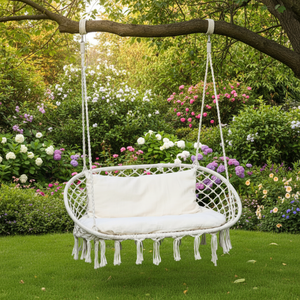 Ventes d'usine <span class=keywords><strong>Hamac</strong></span> en coton tissé à la main pour l'intérieur et l'extérieur Balançoire double chaise Camping Balançoire de patio - Product Image 3