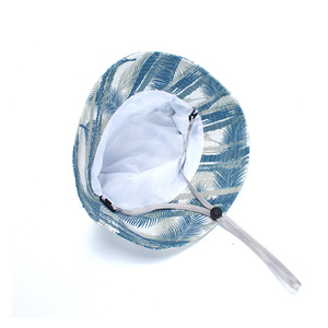New Fashion Arrival Cotton Summer Wholesale Printed Bucket <b>Hat</b> Windproof Rope <b>Flat</b> Fisherman <b>Hat</b> for Travel - Product Image 4