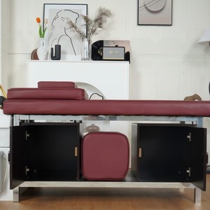 Lit de lavage capillaire professionnel bordeaux avec circulation <span class=keywords><strong>d</strong></span>'eau et armoire, pour salon de coiffure - Product Image 3
