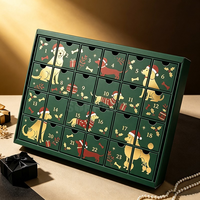 Boîte cadeau calendrier de l'avent de Noël personnalisée 24 jours, boîte de compte à rebours écologique pour friandises pour animaux de compagnie, emballage vide pour calendrier de l'avent