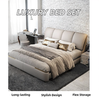 Cadre de lit en bois doux moderne et luxueux HAOYU modèle 6108 avec rangement, design élégant et rembourré, confortable, 1,8 m