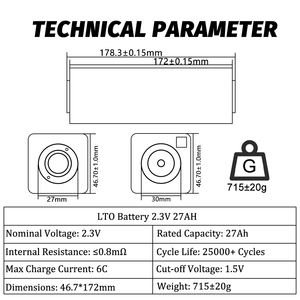 Cellules de batterie LTO rechargeables cylindriques 2.3V 27Ah Selian de qualité énergétique A de grande capacité pour tour d'éclairage - Product Image 2