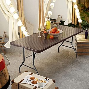 Popular <span class=keywords><strong>mejor</strong></span> 6 pies HDPE mimbre rectángulo fiesta <span class=keywords><strong>Camping</strong></span> venta al por mayor Picnic Catering <span class=keywords><strong>mesa</strong></span> <span class=keywords><strong>plegable</strong></span> de ratán - Product Image 6