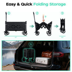 折りたたみ式ワゴンカート、軽量ブレーキ、フレキシブルステアリング、600Dオックスフォード生地、炭素鋼、ショッピング用ポータブルワゴン - Product Image 4