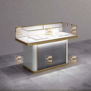 Meubles de luxe en acier inoxydable vitrine de bijoux en verre à lumière LED pour comptoir de magasin et vitrine de salle d'exposition de bijoux de boutique - Product Image 1