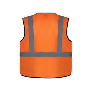 OEM Customization High Visibility Two-tone Vest With Multi-pocket 100% Polyester Knitted New Style Outdoor Construction Vest