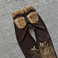 Fabricant de vêtements OEM, ensemble de sweat-shirts à fermeture éclair personnalisés pour hommes, style vintage western, broderie animale, patchwork