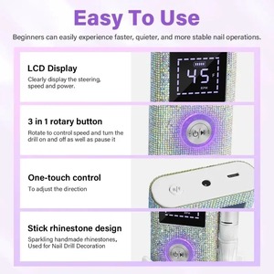 Máquina Profesional Recargable <span class=keywords><strong>para</strong></span> <span class=keywords><strong>Uñas</strong></span> de 45000 RPM, Lima Eléctrica con Pantalla HD, Lápiz de Manicura Metálico, Lijadora de <span class=keywords><strong>Uñas</strong></span> - Product Image 5