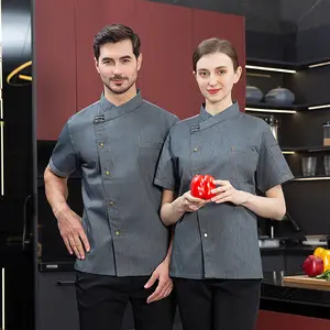 Ropa de trabajo de chef unisex, ropa de cocina de catering para hoteles, manga larga para hombres y mujeres de manga corta, repostería