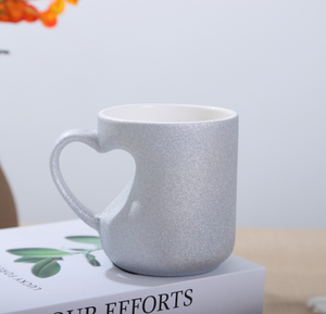 Bulk Shimmer Glitter Heart Handle <b>Ceramic</b> Mug, Custom Pattern Logo Sparkly <b>Cup</b> for Supermarket Retail & Holiday Gift - Product Image 5