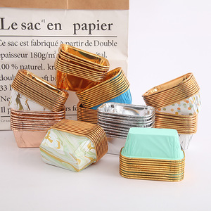 50 cái/gói dày vàng bạc bánh cốc giấy hình chữ nhật lớn <span class=keywords><strong>cup</strong></span> với cán rim cho <span class=keywords><strong>Baking</strong></span> nguồn cung cấp bánh công cụ - Product Image 2