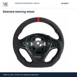 Suede Style Bare Steering Wheel Rim for BMW F30 F31 F32 Red Stripe Carbon Lower Trim BF30SCF - Product Image 1