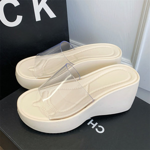 Nouvelles Sandales Compensées Transparentes à Plateforme Épaisse en EVA et PVC pour Femme, <span class=keywords><strong>Talon</strong></span> de 6-8 cm, Bout Ouvert, Collection 2026 - Product Image 6