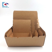 Boîte en papier kraft jetable recyclable pour repas, emballage alimentaire à emporter, vente en gros