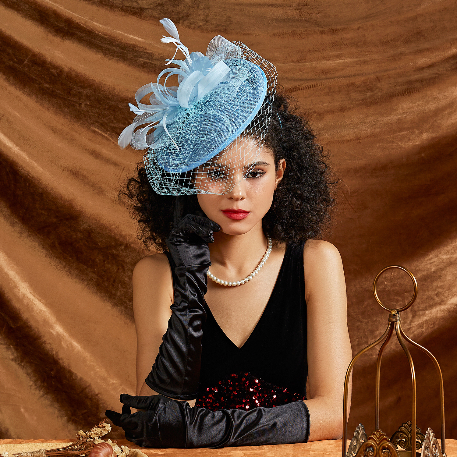 Fascinator headband hat  Rhinestone Luxury Luxury Satin Fascinator Hat for Women | Perfect for Parties  main image 3