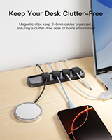 Support de câble magnétique, lot de 2, organisateur de câbles adhésif réutilisable pour la gestion du bureau, système de clips pour câbles sans désordre