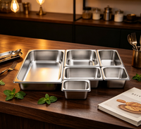 Vente en gros en acier inoxydable 2/3 GN Pan forme carrée récipient alimentaire plateau de service pour hôtels restaurants restauration-usage commercial