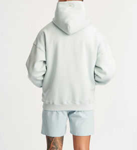 Sweat à capuche pour homme en molleton épais, coupe oversize à épaules tombantes, sans cordons, technique de broderie, imprimé personnalisé - Product Image 1