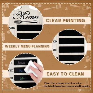 <span class=keywords><strong>Tableau</strong></span> de planification de menu en bois pour cuisine avec 7 marqueurs et serviette, planificateur hebdomadaire <span class=keywords><strong>mural</strong></span> pour salle à manger et décoration intérieure - Product Image 4