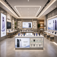 Comptoir de présentation pour téléphones portables Custom Ceres T-002, design écologique et robuste, vitrine pour magasin de smartphones, portes en verre verrouillables