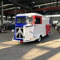 Camion de restauration mobile rétro entièrement personnalisé, chariot de vente ambulante pour café, glaces, hot-dogs, hamburgers, commerce de détail de rue