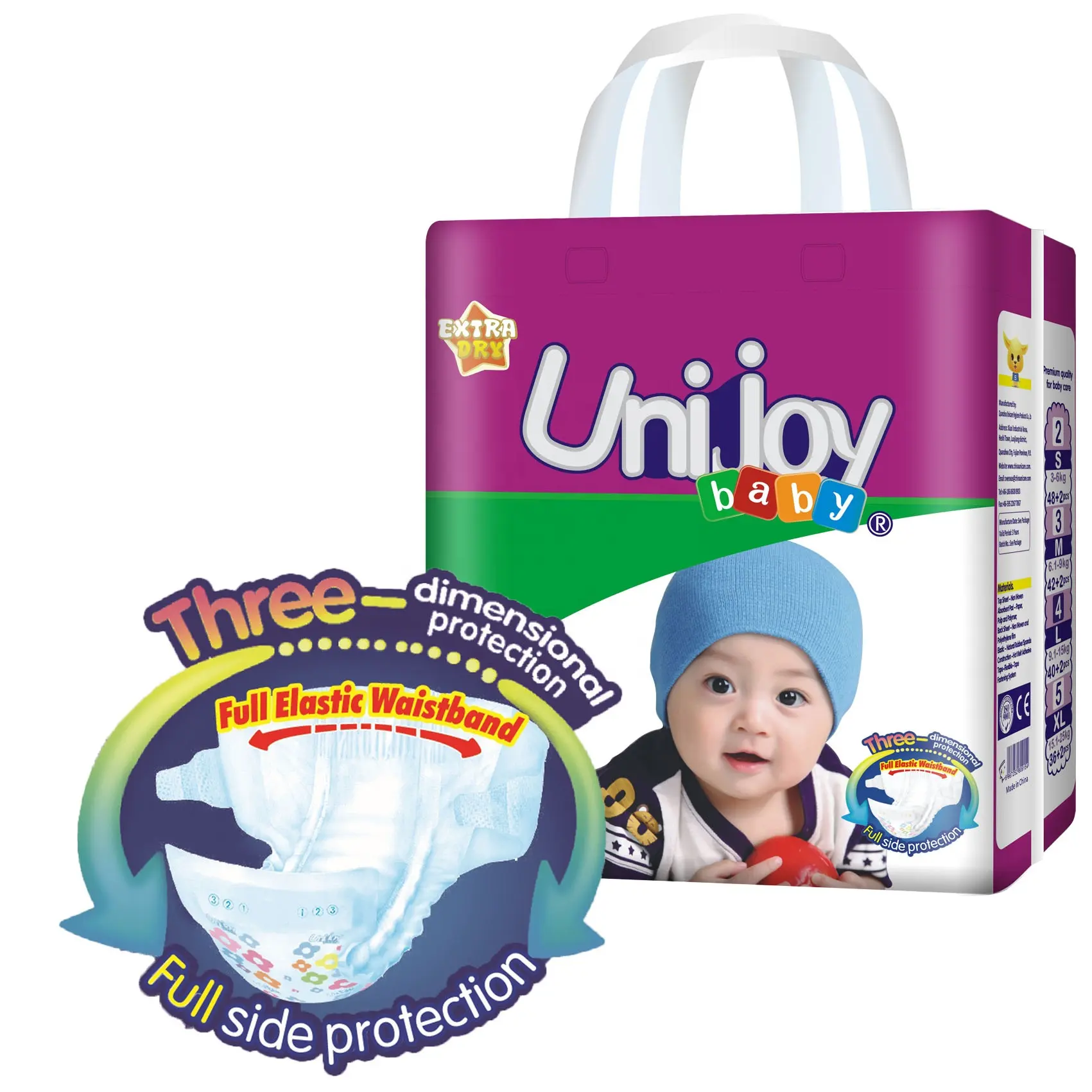 Unijoy-Couches sèches pour bébés, S M L XL, de haute qualité, bon marché, vente directe d'usine, vente en gros