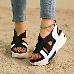 Sandali 2025 estivi <span class=keywords><strong>con</strong></span> zeppa a punta aperta da <span class=keywords><strong>donna</strong></span> <span class=keywords><strong>scarpe</strong></span> sportive Casual in <span class=keywords><strong>Velcro</strong></span> <span class=keywords><strong>con</strong></span> suola spessa Slip-On per il sud-est - Product Image 5