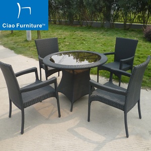 Phật sơn nhà hàng ngoài trời sân thượng đồ nội thất <span class=keywords><strong>PE</strong></span> mây <span class=keywords><strong>wicker</strong></span> 5 miếng vườn bàn ăn và Ghế bộ - Product Image 6