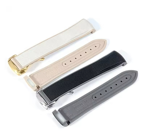 Bracelet de montre en silicone de luxe Upro Deployment Clasp, double couleur, souple, 20 mm, en caoutchouc, pour montre universelle à extrémité plate X - Product Image 1