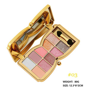 พาเลทอายแชโดว์ 10 สี ชุบทอง ประดับเพชร ให้สีสันสดใส โดดเด่น พร้อมแปรงแต่งหน้าพกพาสะดวก รับผลิตแบรนด์ส่วนตัว - Product Image 2