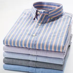 Langarm bestickte Männer Casual Oxford Shirt Top Qualität Hot Sale Baumwolle Casual Shirts Plaid Pattern Full Sleeve Länge
