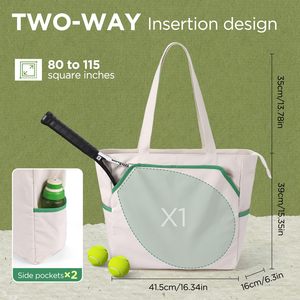 Canvas Sports <b>Tote</b> <b>Bag</b> Large Capacity Outdoor Handbag Multi <b>Pockets</b> Shoulder <b>Bag</b> <b>With</b> Water Bottle Side <b>Pocket</b> - Product Image 3