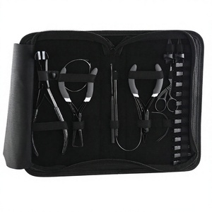Professional Hair Extension Tools Kit With case <b>Tape</b> in Press Plier <b>Micro</b> Rings Beading Tool Kit Plier Hook Needle Hair Scissor - Product Image 1