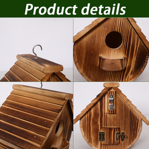 Natuurlijk Houten Modern Vogelnest Met Haken Multi-Functioneel Bespaar Ruimte Milieuvriendelijk Vogelhuisje Voor Honingraatontwerp In De Tuin - Product Image 6